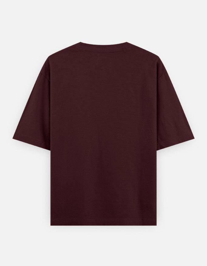 Burgundy unisex oversized classic t-shirt with short sleeves