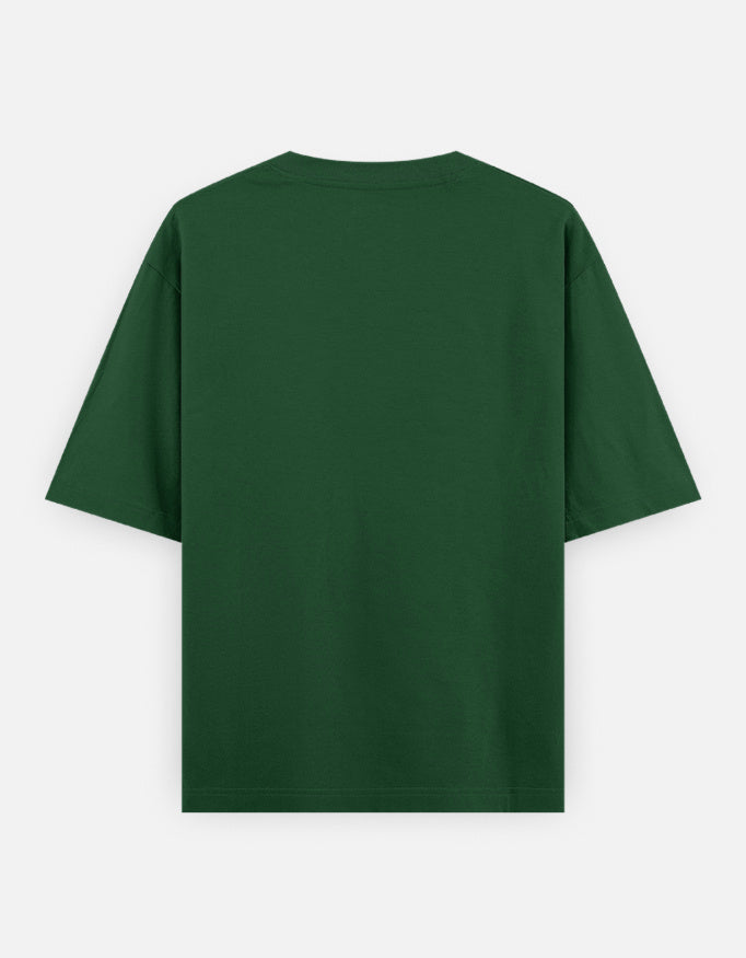 Green unisex oversized classic t-shirt with short sleeves and round neckline