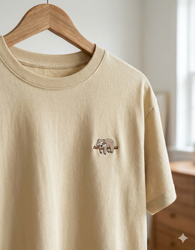 Supima Cotton Regular T-Shirt with Cute Embroidery