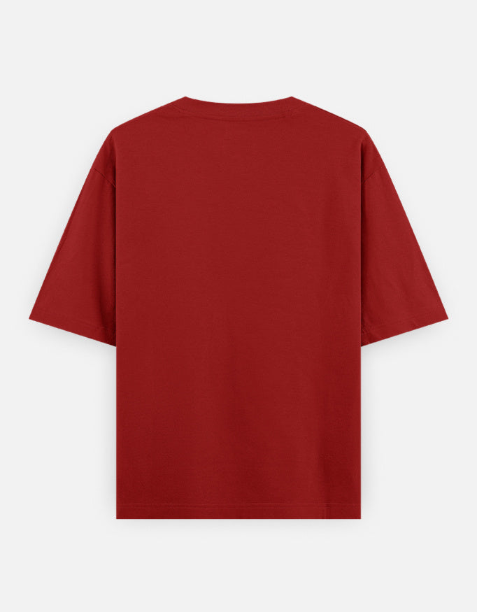Red unisex oversized classic t-shirt with short sleeves and crew neck