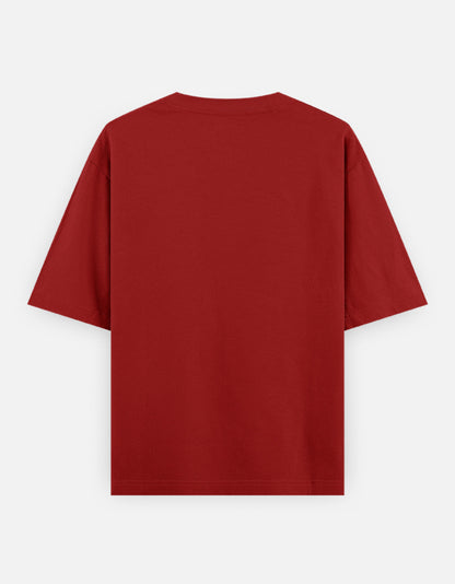 Red unisex oversized classic t-shirt with short sleeves and crew neck