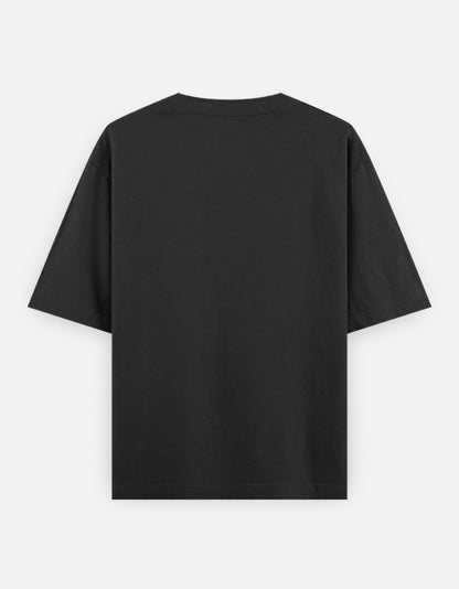 Black unisex oversized classic t-shirt with short sleeves and crew neck
