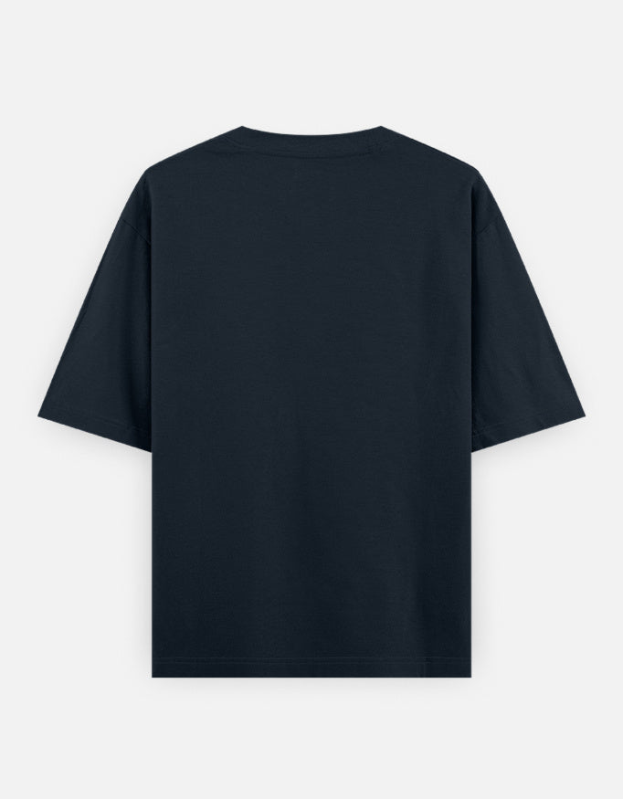Navy blue unisex oversized classic t-shirt with short sleeves and crew neck