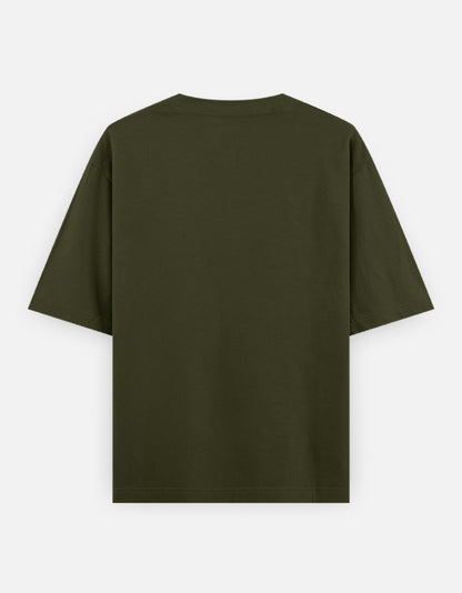 Olive green Arjun oversized classic t-shirt with relaxed fit and short sleeves