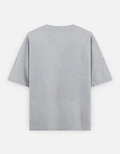 Light gray unisex oversized classic t-shirt with short sleeves and crew neck