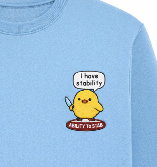 Cute_duck_meme_ sweatshirt in sky blue