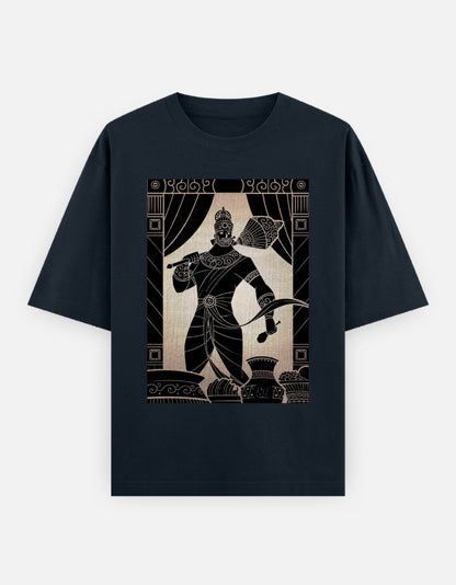 Navy blue unisex oversized t-shirt with black dancer graphic