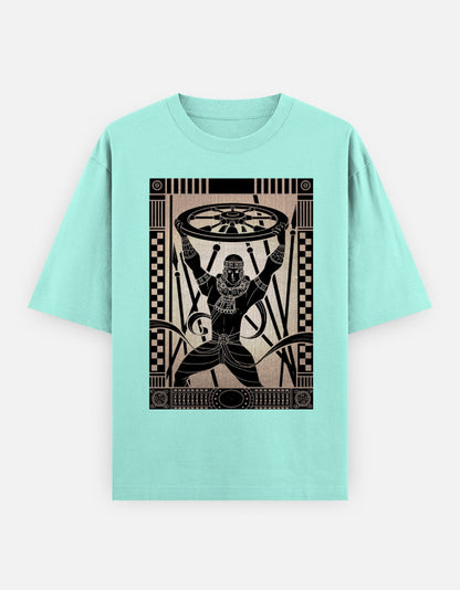 Unisex oversized mint green t-shirt with black warrior graphic