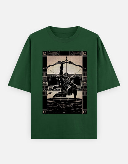 Unisex oversized classic t-shirt with black and white archer graphic