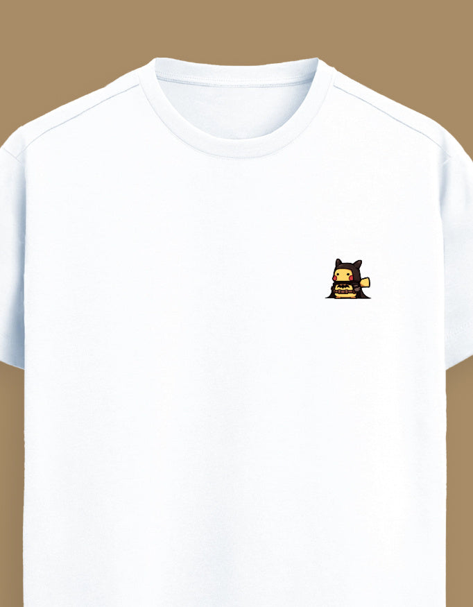 Color_White_Fabric: 100% Supima® cotton — 160 GSM. Ultra-soft, breathable, and made to last. 
Fit: Unisex regular fit 
Design: Minimal Pikachu embroidery on the left chest