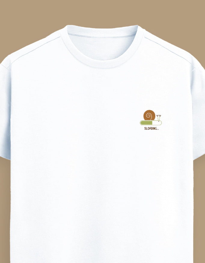 Color_White Premium Supima cotton unisex t-shirt with small cute embroidery on left chest
