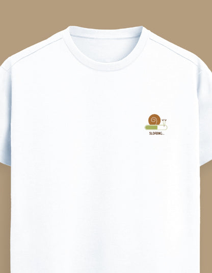 Color_White Premium Supima cotton unisex t-shirt with small cute embroidery on left chest