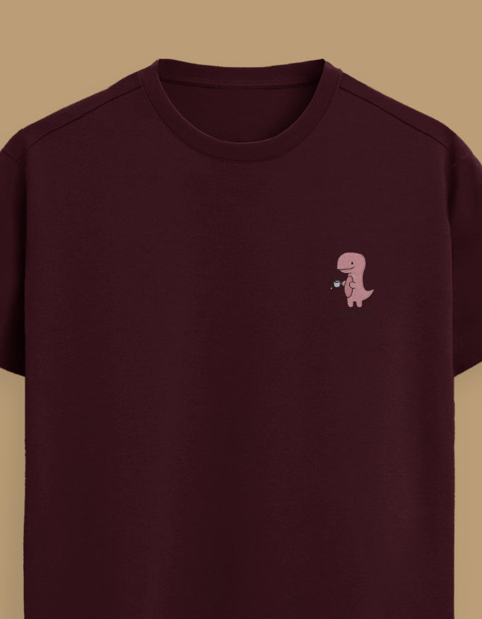 Color_Maroon Premium Supima cotton unisex t-shirt with small cute embroidery on left chest