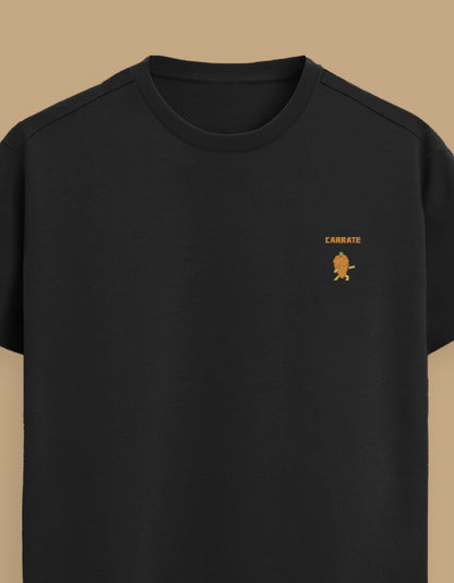 Color_Black Premium Supima cotton unisex t-shirt with small cute embroidery on left chest