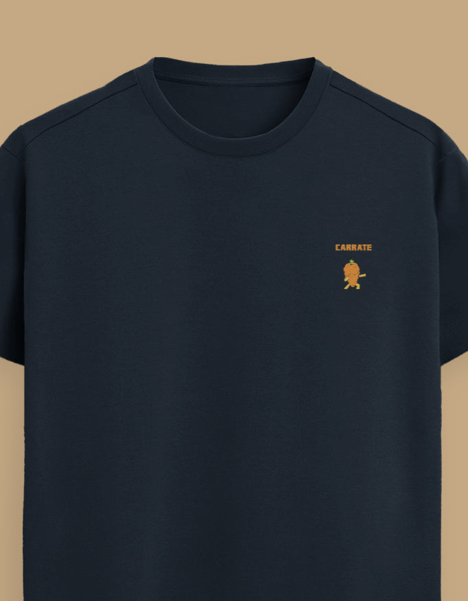 Color_NavyBlue Premium Supima cotton unisex t-shirt with small cute embroidery on left chest