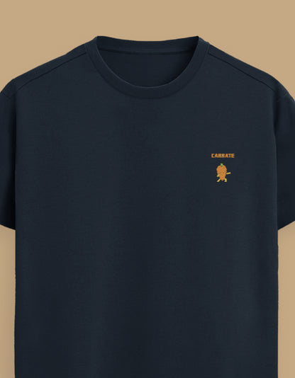 Color_NavyBlue Premium Supima cotton unisex t-shirt with small cute embroidery on left chest