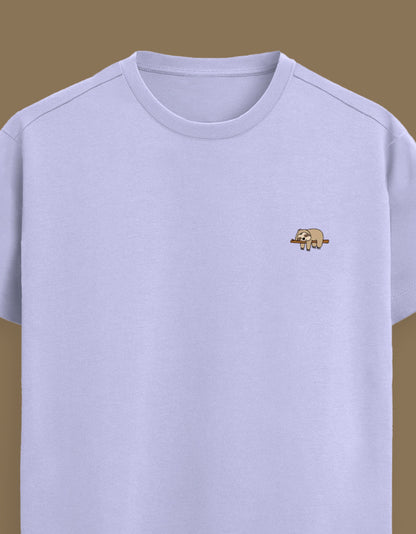 Color_Lavender Premium Supima cotton unisex t-shirt with small cute embroidery on left chest
