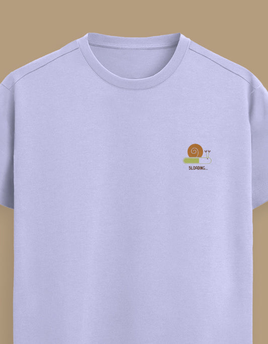 Color_Lavender Premium Supima cotton unisex t-shirt with small cute embroidery on left chest