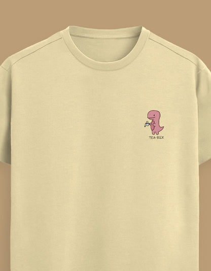 Color_Beige Premium Supima cotton unisex t-shirt with small cute embroidery on left chest