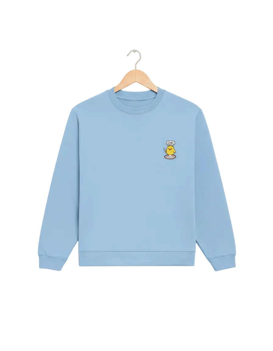 Light blue premium sweatshirt with minimalist chest embroidery by iTiDharma