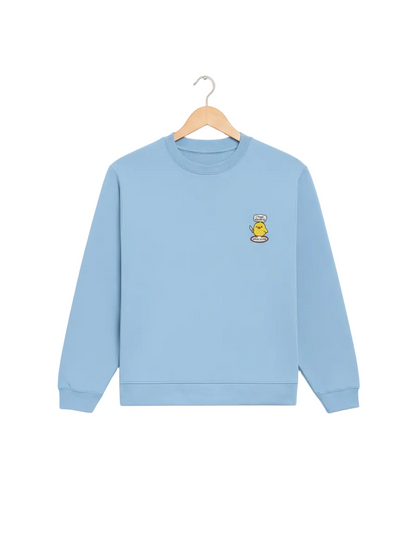 Light blue premium sweatshirt with minimalist chest embroidery by iTiDharma
