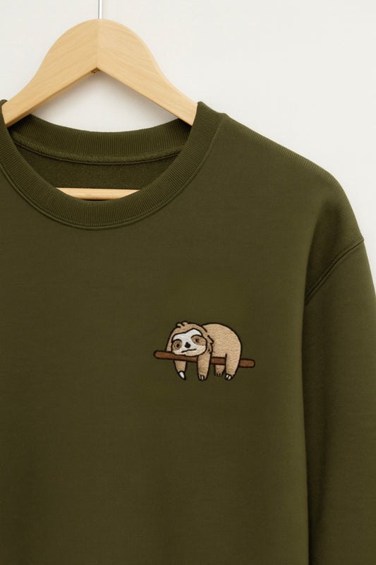Color_Olive_green_ pocket sloth Sweat shirt